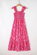 Panther Ruffle Bandjes Smocked Hoge Taille Lange Jurk - Maxi Dresses - Jurkjes.co