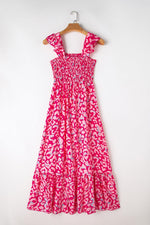 Panther Ruffle Bandjes Smocked Hoge Taille Lange Jurk - Maxi Dresses - Jurkjes.co