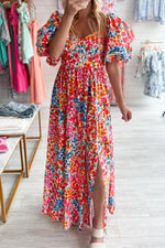 Pofmouw Maxi Jurk met Bloemenprint en Split - Maxi Dresses - Jurkjes.co