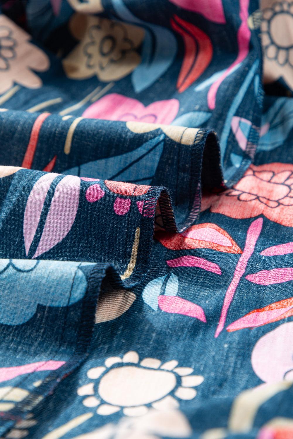 Retro Bloemenprint Maxi-Jurk met Halsopening - Maxi Dresses - Jurkjes.co