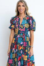 Retro Bloemenprint Maxi-Jurk met Halsopening - Maxi Dresses - Jurkjes.co
