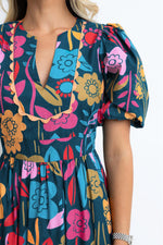 Retro Bloemenprint Maxi-Jurk met Halsopening - Maxi Dresses - Jurkjes.co