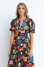 Retro Bloemenprint Maxi-Jurk met Split Hals - Maxi Dresses - Jurkjes.co