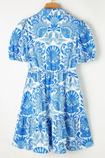 Retro Bloemenprint Mini Jurk met Ruches - Floral Dresses - Jurkjes.co