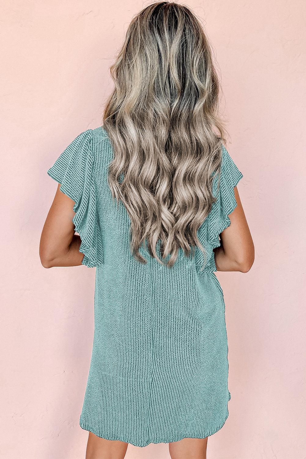 Rib Mini Jurk met Vlindermouwen - Mini Dresses - Jurkjes.co