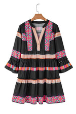 Rimpeljurk met Etnisch Patchwork - Mini Dresses - Jurkjes.co