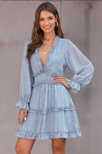 Ruche Detail Open Rug Bloemenjurk - Floral Dresses - Jurkjes.co