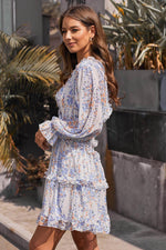 Ruche Detail Open Rug Bloemenjurk - Floral Dresses - Jurkjes.co