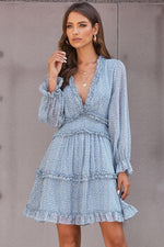 Ruche Detail Open Rug Bloemenjurk - Floral Dresses - Jurkjes.co