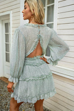 Ruche Detail Open Rug Bloemenjurk - Floral Dresses - Jurkjes.co