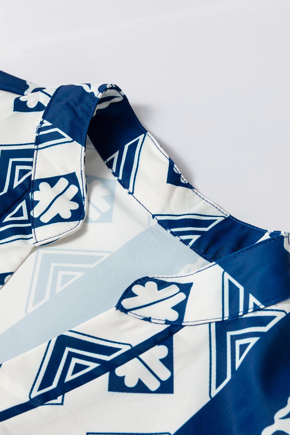 Ruches Jurk met Geometrische Print - Mini Dresses - Jurkjes.co