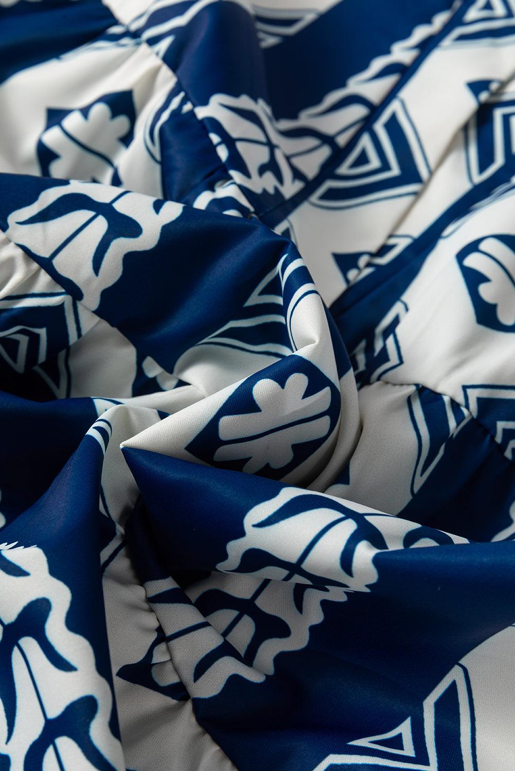 Ruches Jurk met Geometrische Print - Mini Dresses - Jurkjes.co