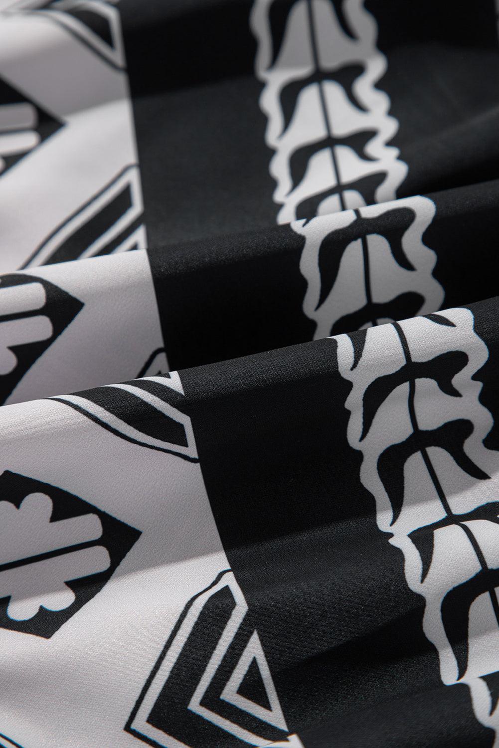 Ruches Jurk met Geometrische Print - Mini Dresses - Jurkjes.co