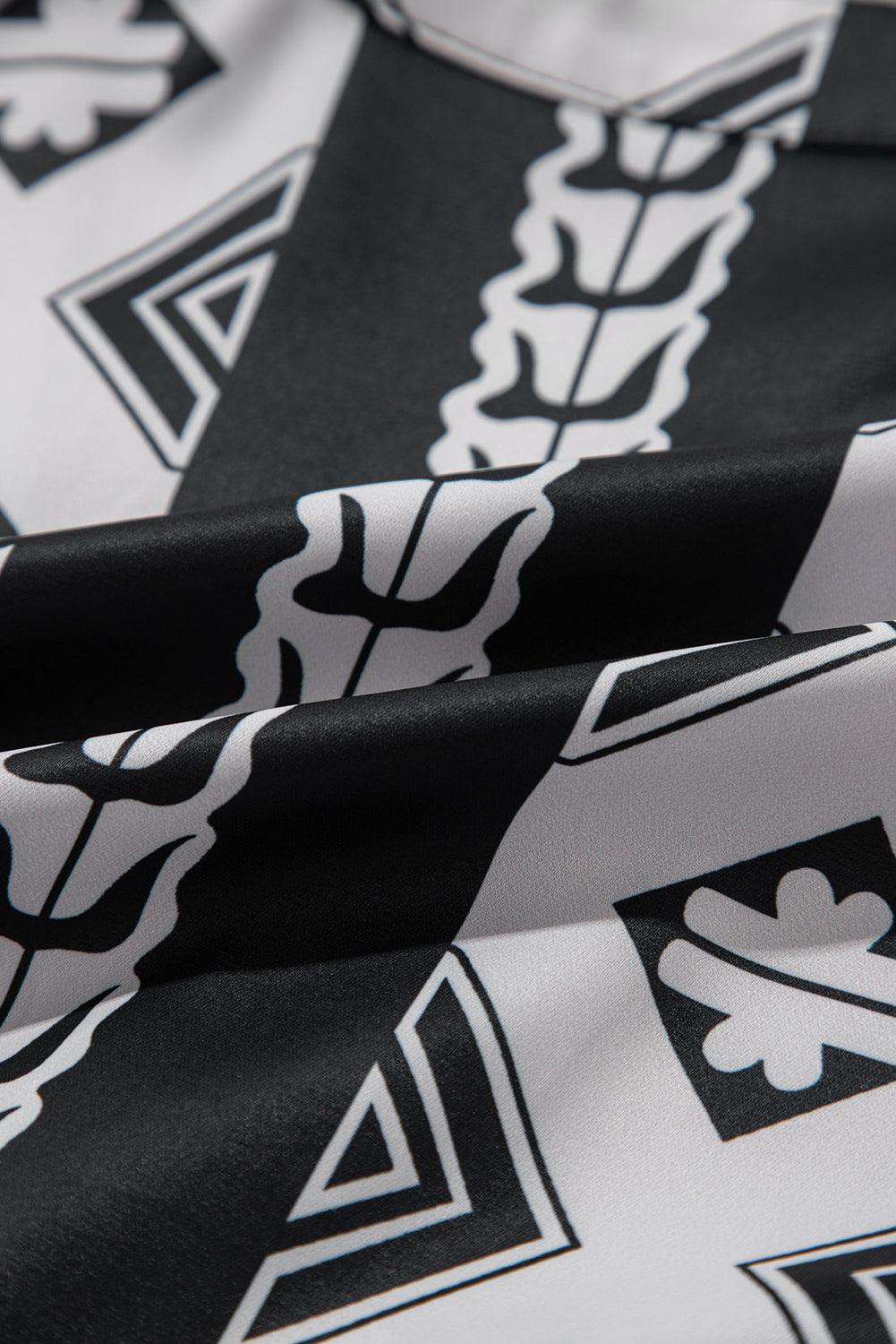 Ruches Jurk met Geometrische Print - Mini Dresses - Jurkjes.co