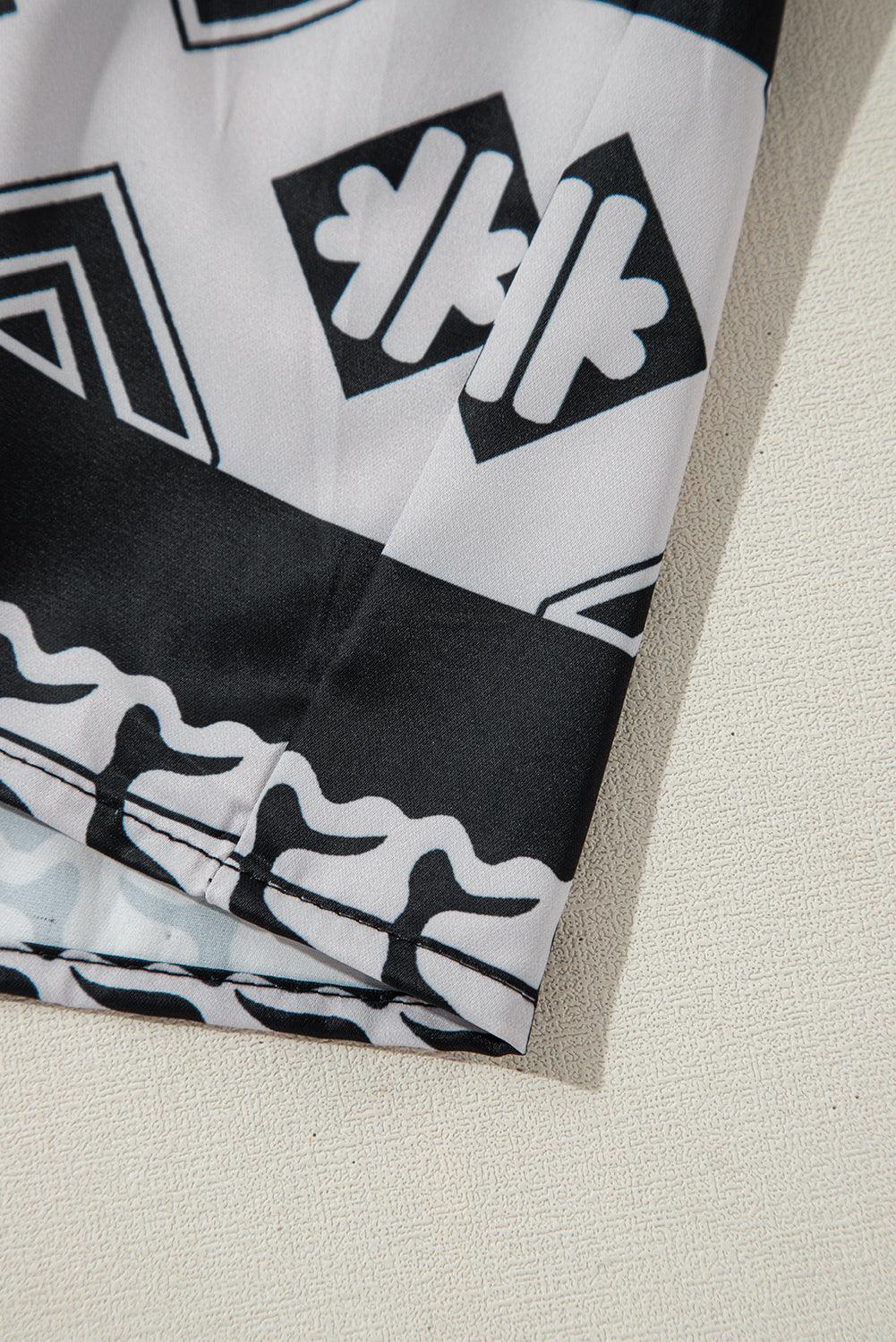 Ruches Jurk met Geometrische Print - Mini Dresses - Jurkjes.co