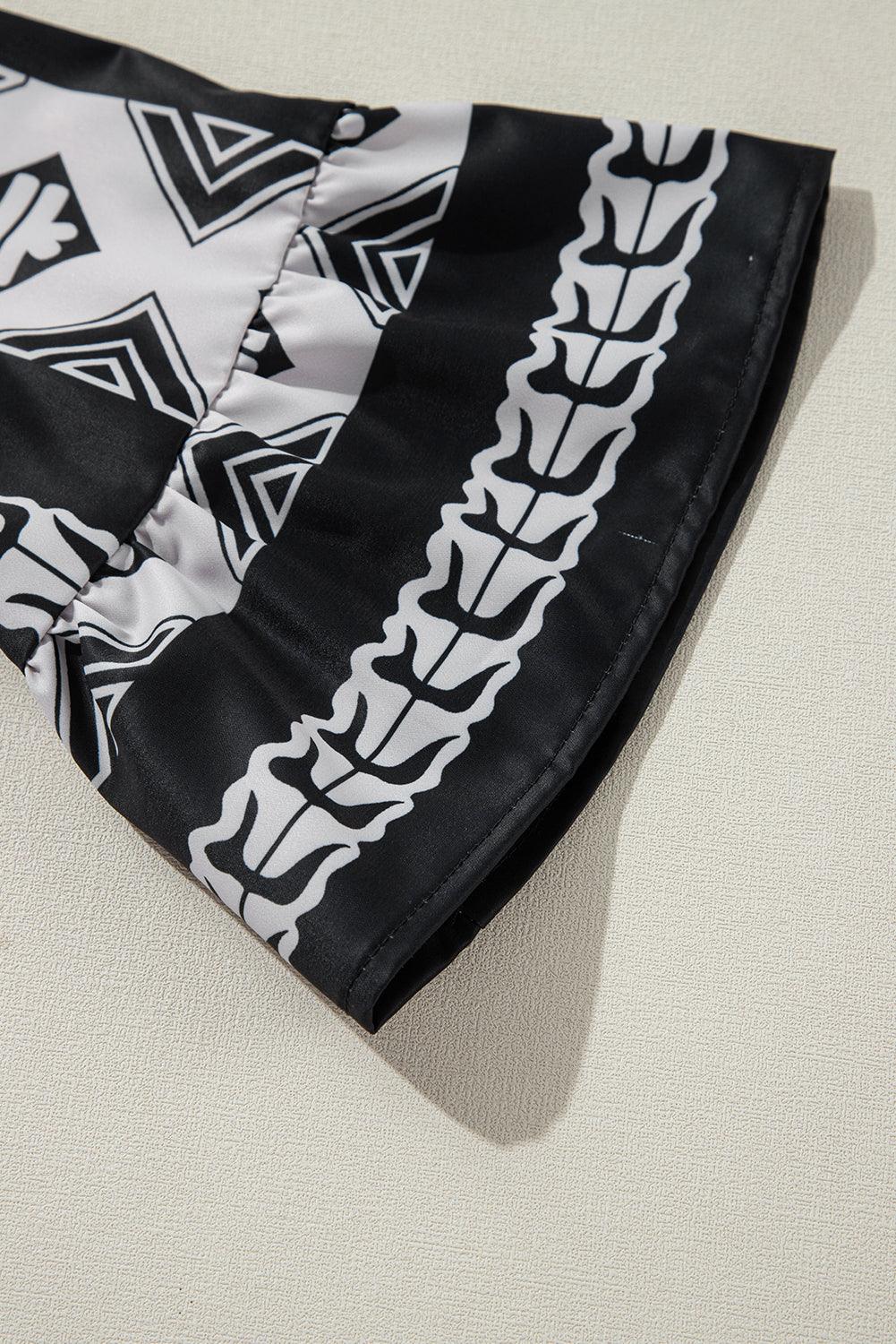 Ruches Jurk met Geometrische Print - Mini Dresses - Jurkjes.co