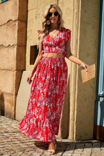 Ruffle Crop Top en Maxi Rok Set met Bloemenprint - Two Piece Dresses - Jurkjes.co