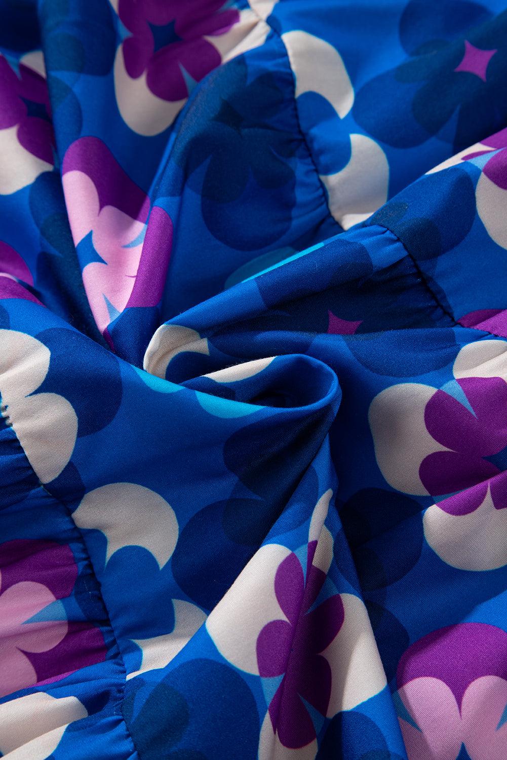 Ruffle Midi Jurk met Bloemenprint en Peasant Mouw - Midi Dresses - Jurkjes.co