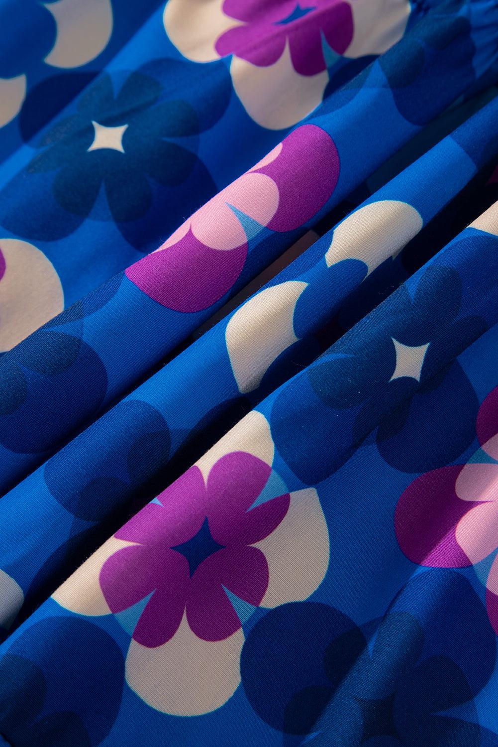 Ruffle Midi Jurk met Bloemenprint en Peasant Mouw - Midi Dresses - Jurkjes.co