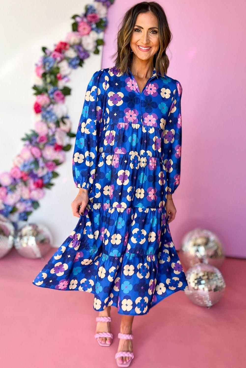 Ruffle Midi Jurk met Bloemenprint en Peasant Mouw - Midi Dresses - Jurkjes.co