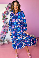Ruffle Midi Jurk met Bloemenprint en Peasant Mouw - Midi Dresses - Jurkjes.co