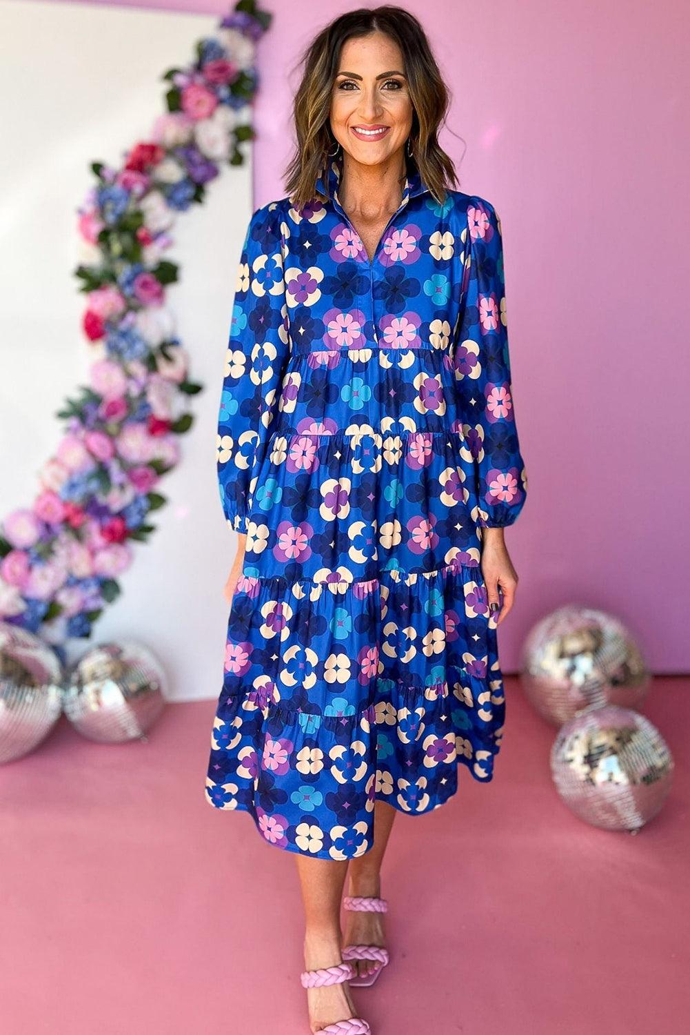 Ruffle Midi Jurk met Bloemenprint en Peasant Mouw - Midi Dresses - Jurkjes.co