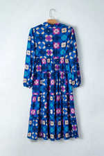 Ruffle Midi Jurk met Bloemenprint en Peasant Mouw - Midi Dresses - Jurkjes.co