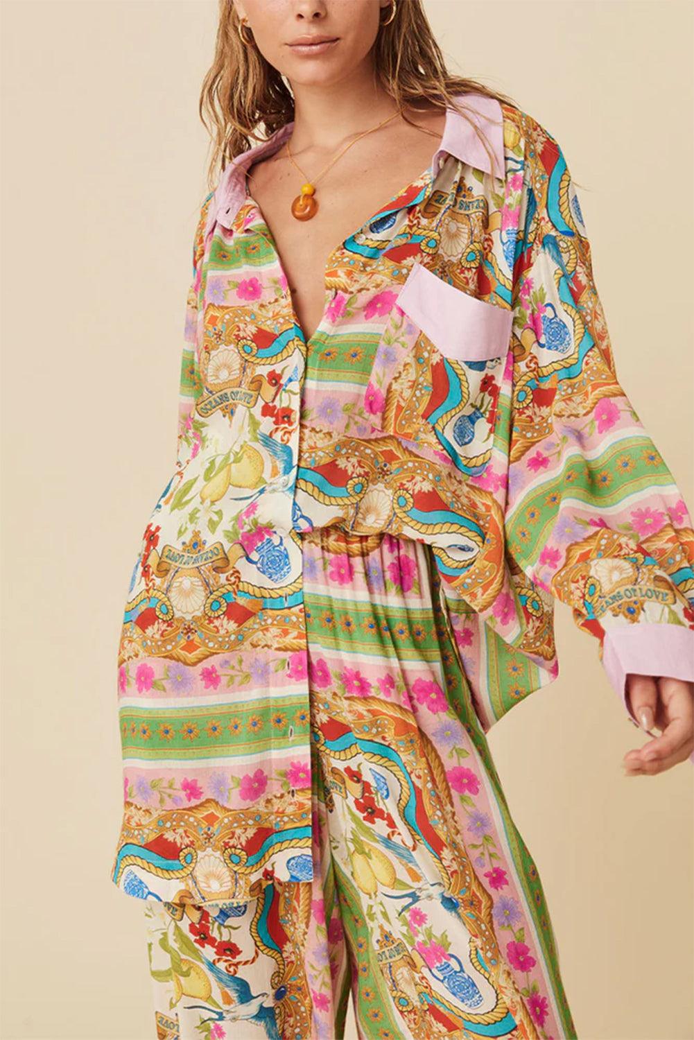 Shirtjurk met Bohemian Bloemenprint - Floral Dresses - Jurkjes.co