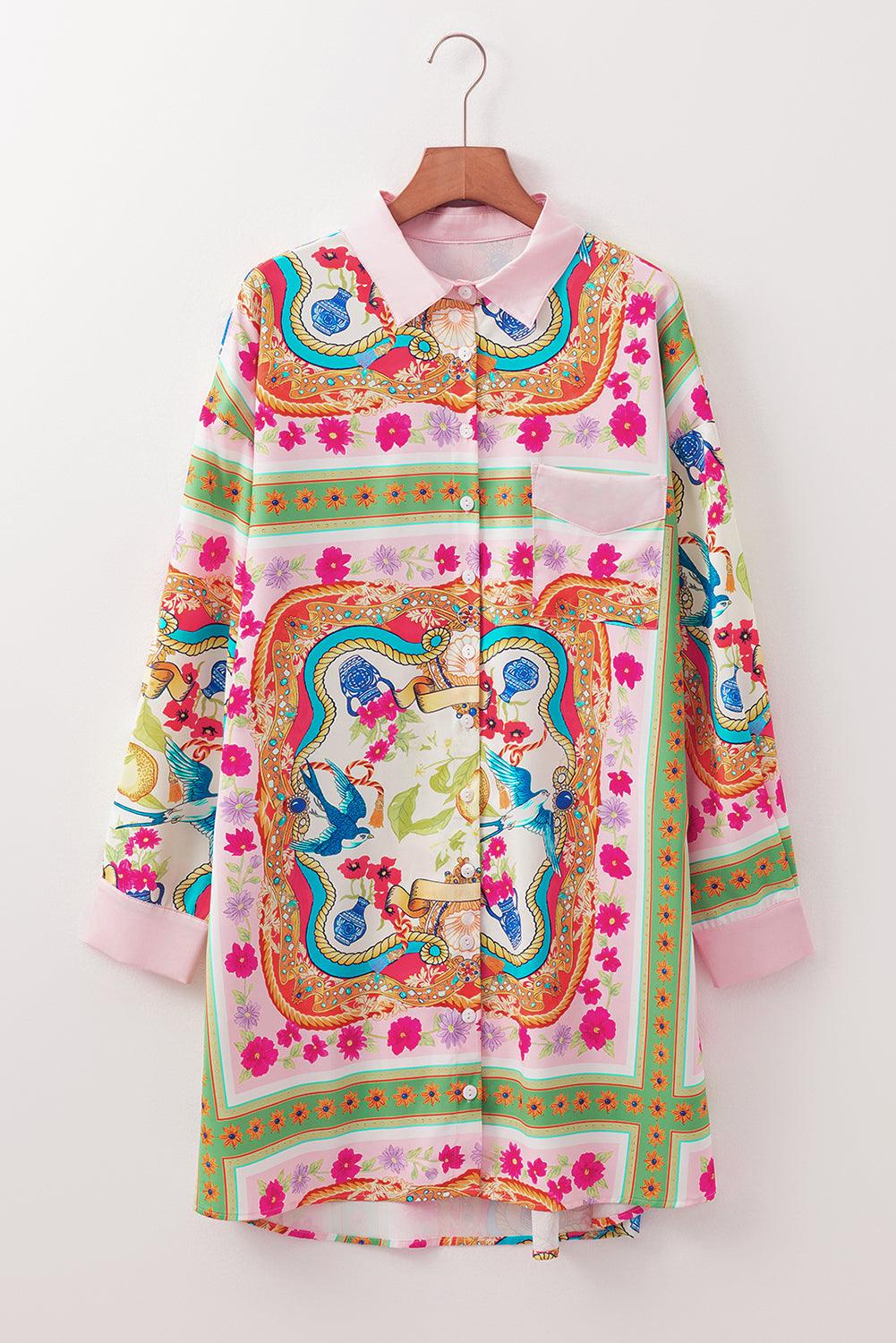 Shirtjurk met Bohemian Bloemenprint - Floral Dresses - Jurkjes.co