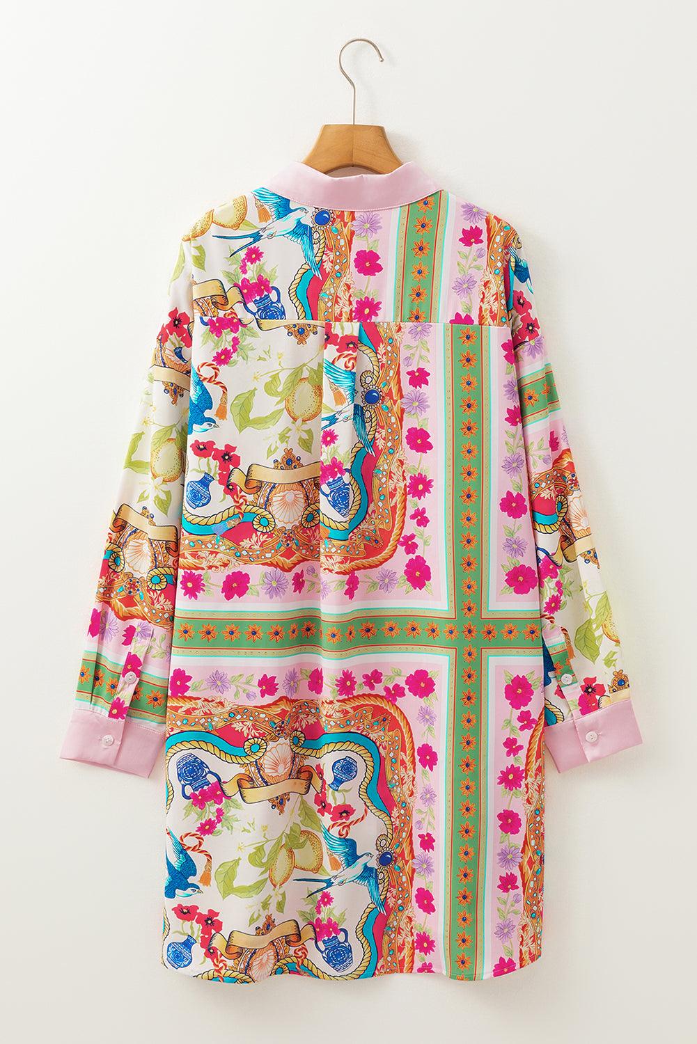 Shirtjurk met Bohemian Bloemenprint - Floral Dresses - Jurkjes.co