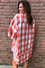 Shirtjurk met Ruitpatroon en Pofmouwen - Mini Dresses - Jurkjes.co
