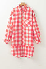 Shirtjurk met Ruitpatroon en Pofmouwen - Mini Dresses - Jurkjes.co