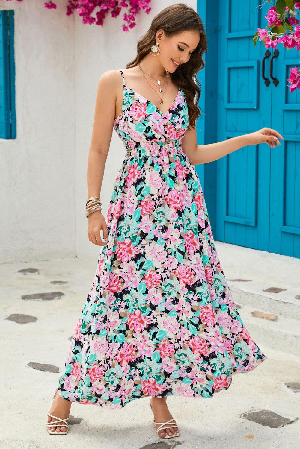 Sling V-hals Maxi Jurk met Bloemen - Maxi Dresses - Jurkjes.co
