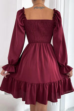 Smocked Jurk met Pofmouwen en Ruches - Mini Dresses - Jurkjes.co