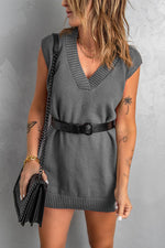 Stijlvolle Gebreide Mouwloze Trui Jurk - Sweater Dresses - Jurkjes.co