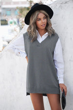 Stijlvolle Gebreide Mouwloze Trui Jurk - Sweater Dresses - Jurkjes.co