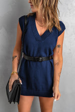 Stijlvolle Gebreide Mouwloze Trui Jurk - Sweater Dresses - Jurkjes.co