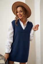 Stijlvolle Gebreide Mouwloze Trui Jurk - Sweater Dresses - Jurkjes.co