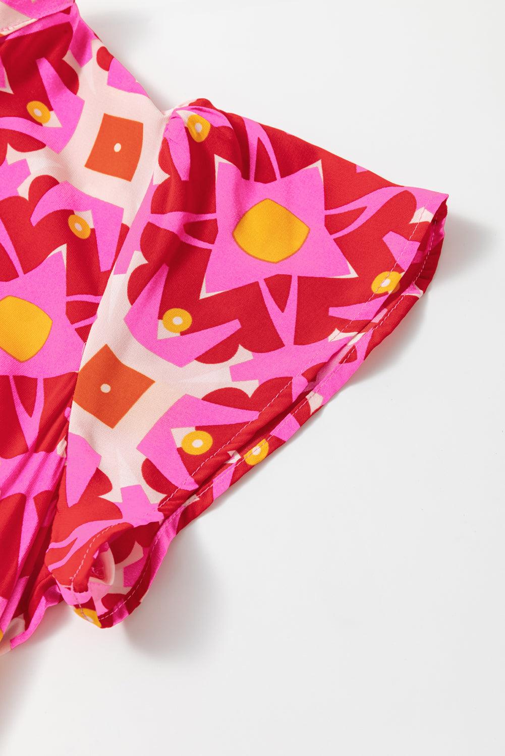 Stijlvolle Geometrische V-hals Maxi Jurk - Maxi Dresses - Jurkjes.co