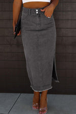 Stijlvolle Midi Denim Rok met Knoopsluiting - Skirts & Petticoat - Jurkjes.co