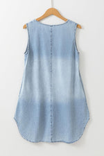 Stijlvolle Mouwloze Chambray Jurk - Mini Dresses - Jurkjes.co