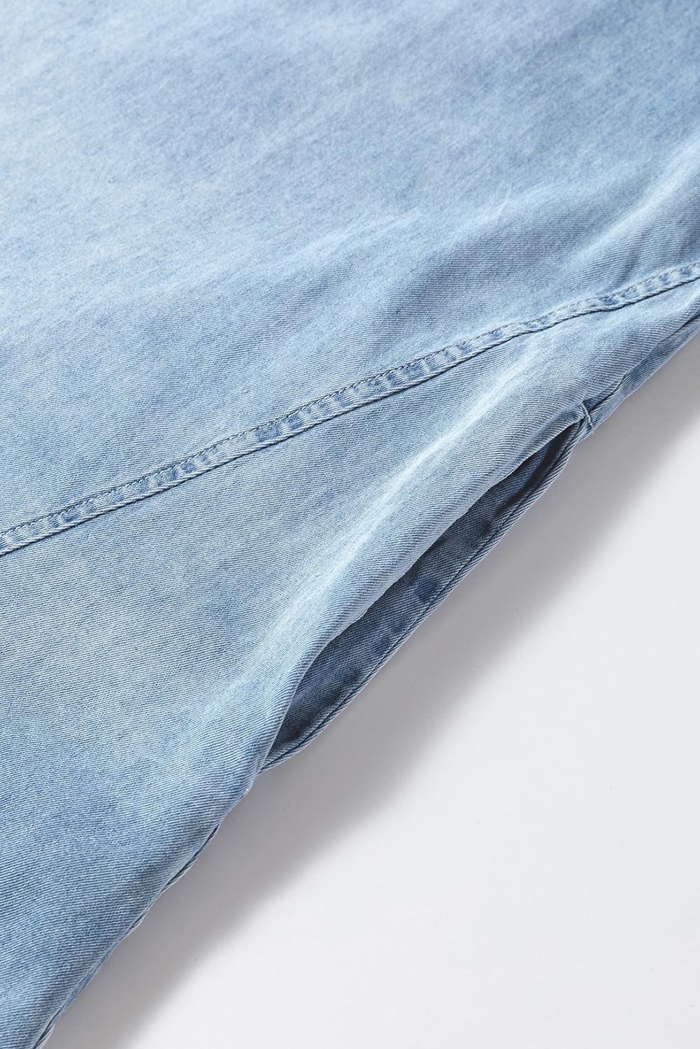 Stijlvolle Mouwloze Chambray Jurk - Mini Dresses - Jurkjes.co