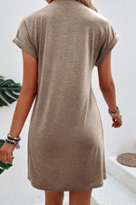 T-shirt Jurk met Omgeslagen Mouwen en Naad - T Shirt Dresses - Jurkjes.co