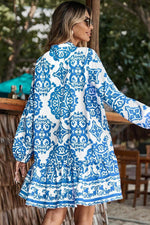 Tribal Print Mini Jurk met Knoopsluiting - Mini Dresses - Jurkjes.co