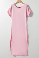 V-Hals Maxi T-shirt Jurk met Split & Zak - T Shirt Dresses - Jurkjes.co