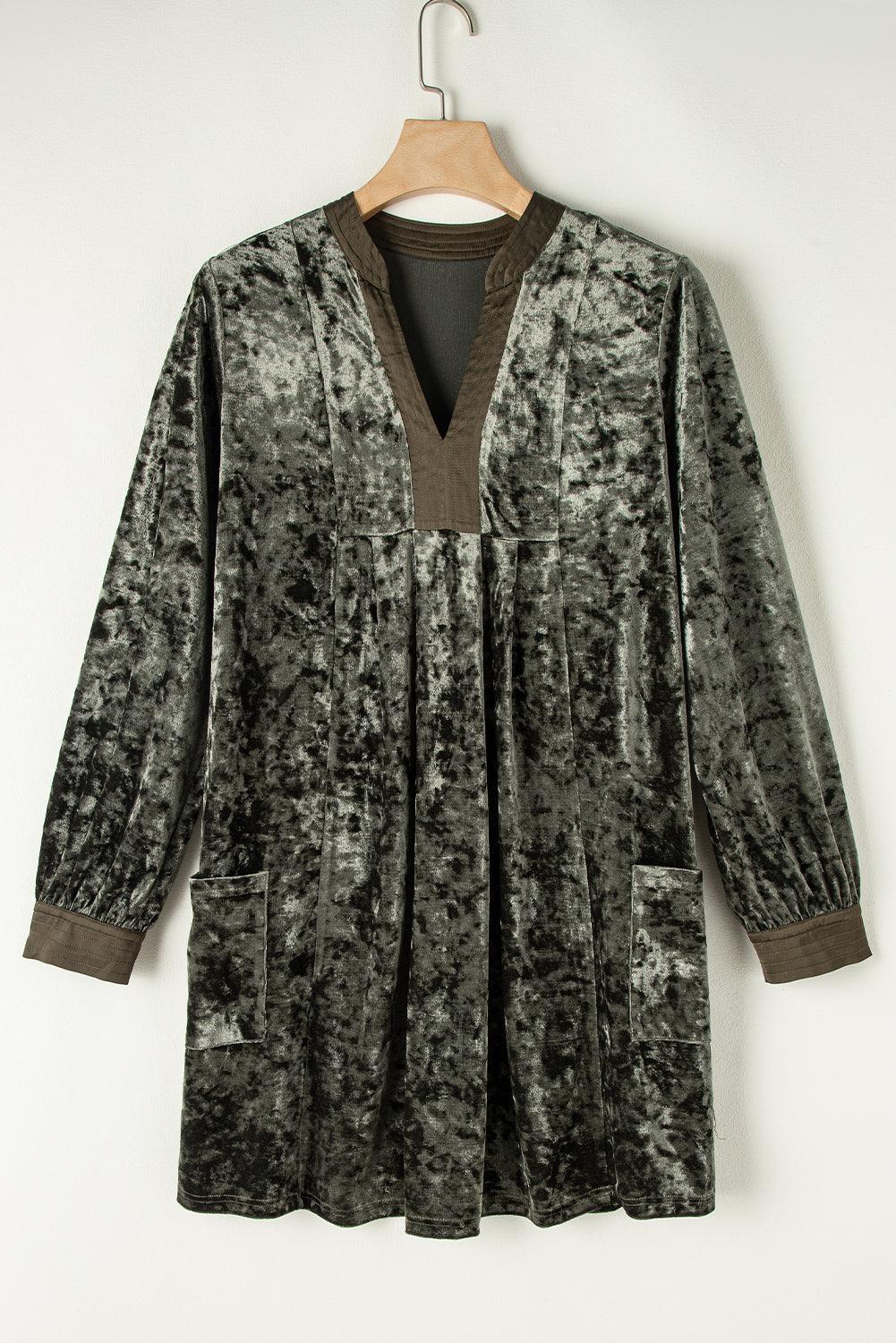 Velvet Jurk met Zakken en V-Hals - Mini Dresses - Jurkjes.co