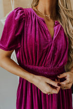 Velvet Maxi Jurk met Korte Mouwen en Gelaagde Rok - Maxi Dresses - Jurkjes.co