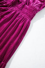 Velvet Maxi Jurk met Korte Mouwen en Gelaagde Rok - Maxi Dresses - Jurkjes.co