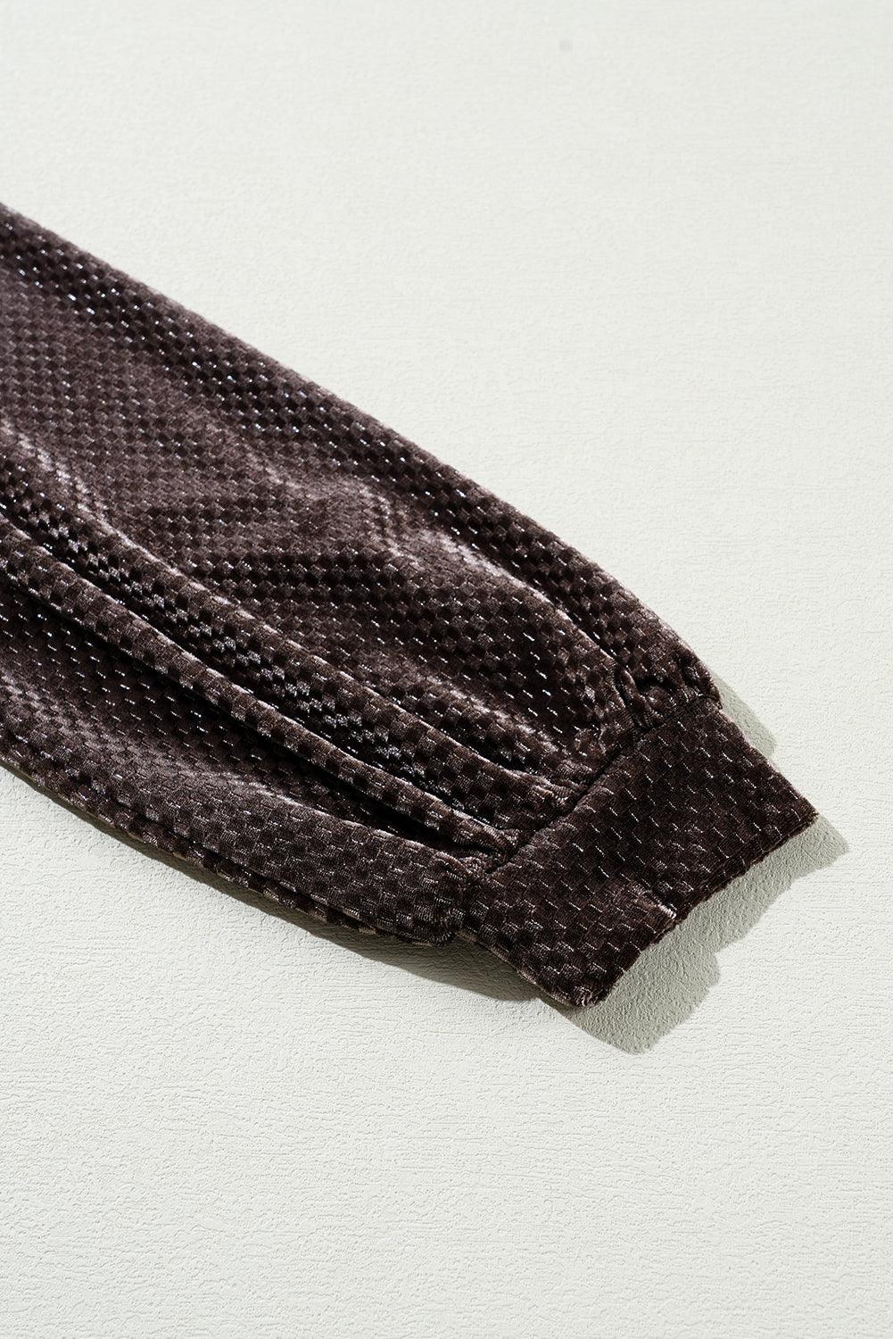 Velvet Shift Jurk met V-hals en Textuur - Mini Dresses - Jurkjes.co