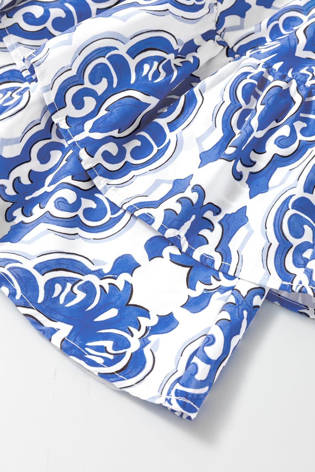 Vintage Bloemenprint Jurk met Wijde Ruches Mouwen - Floral Dresses - Jurkjes.co